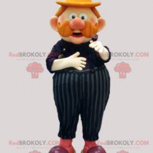 Mascot red-haired man with a mustache and a big belly -