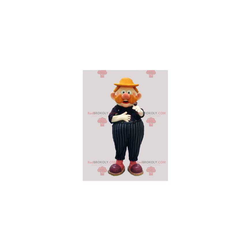 Mascot red-haired man with a mustache and a big belly -