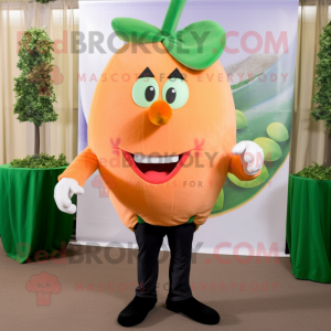 Peach Zucchini mascot costume character dressed with a Suit Jacket and Bow ties