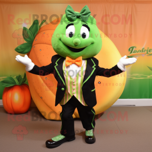 Peach Zucchini mascot costume character dressed with a Suit Jacket and Bow ties