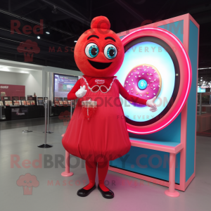 Röd Donut maskot kostym...