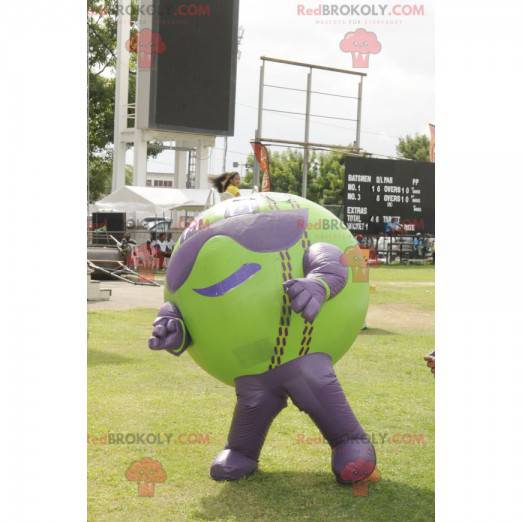 Mascotte de gros ballon vert et violet - Redbrokoly.com