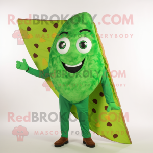 Grønn Pizza Slice maskot...