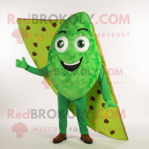 Grön Pizza Slice maskot...