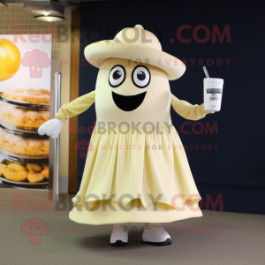 Cream Squash mascot costume character dressed with a Cocktail Dress and Handbags