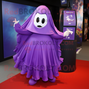 Purple Ghost maskot kostume...