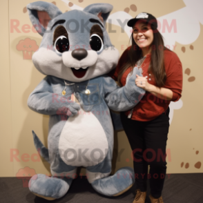 Gray Flying Squirrel mascot costume character dressed with a Boyfriend Jeans and Necklaces