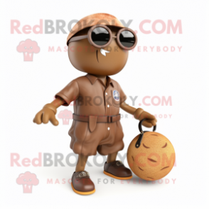 Brown Petanque Ball mascot costume character dressed with a Romper and Handbags