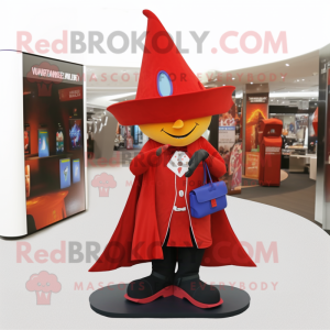 Red Witch'S Hat mascot costume character dressed with a Trousers and Wallets