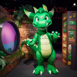 Forest Green Dragon mascot costume character dressed with a Playsuit and Wraps