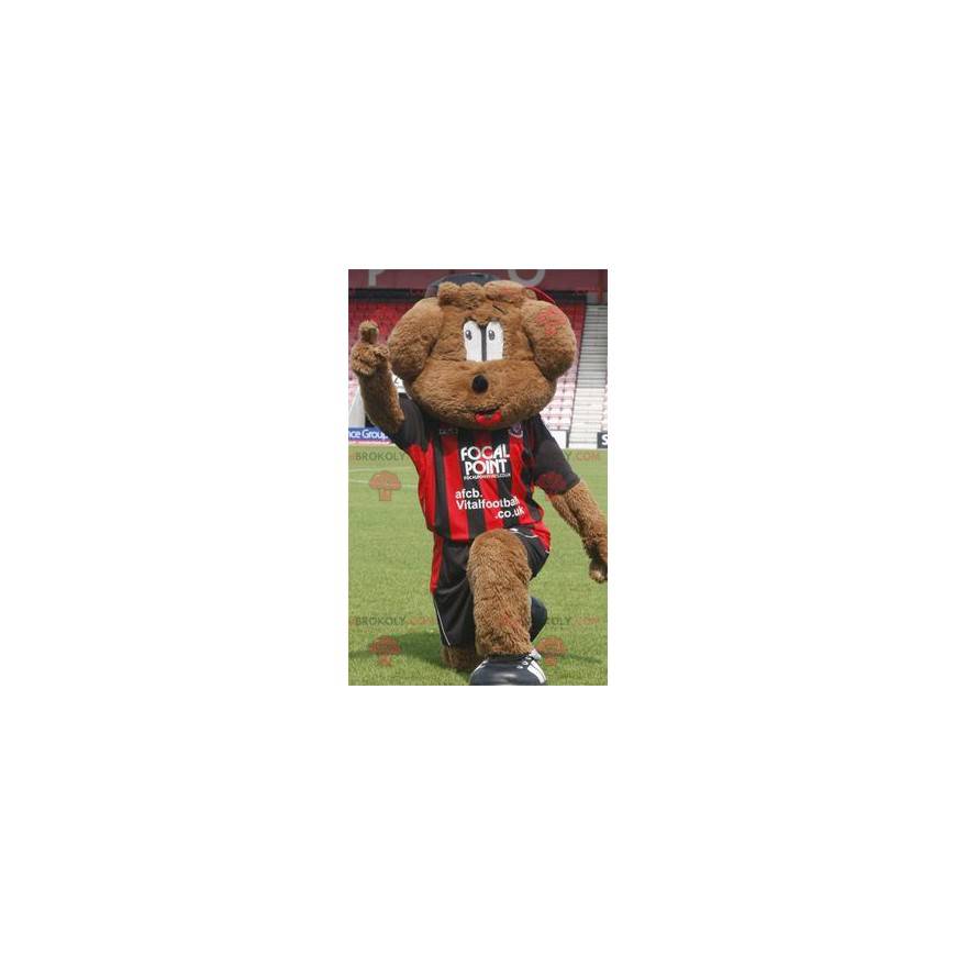 Mascotte de chien marron en tenue de sport - Redbrokoly.com