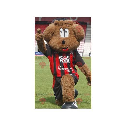 Mascote cachorro marrom em roupas esportivas - Redbrokoly.com