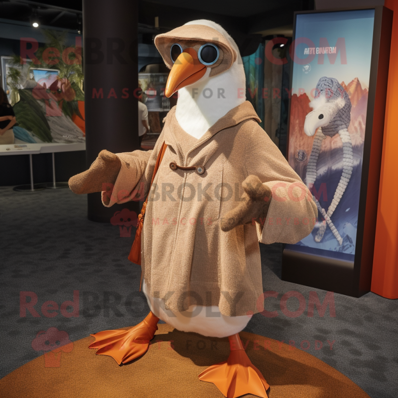 Rust Albatross mascot costume character dressed with a Cover-up and Cufflinks