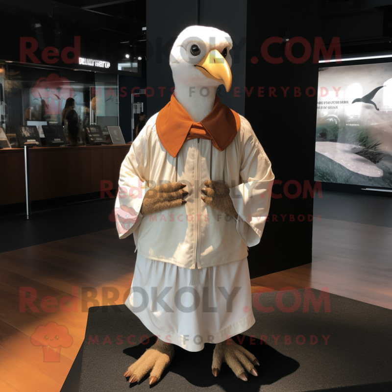 Rust Albatross mascot costume character dressed with a Cover-up and Cufflinks