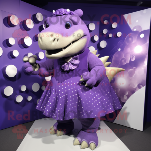 Purple Ankylosaurus mascot costume character dressed with a Midi Dress and Cufflinks