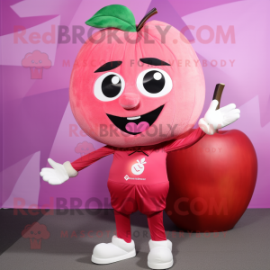 Pink Apple mascot costume character dressed with a Bikini and Ties