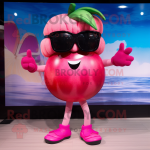 Pink Apple maskot kostume...