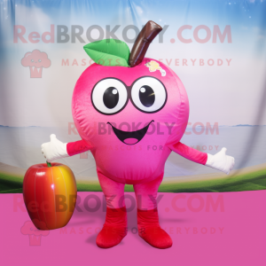 Pink Apple mascot costume character dressed with a Bikini and Ties