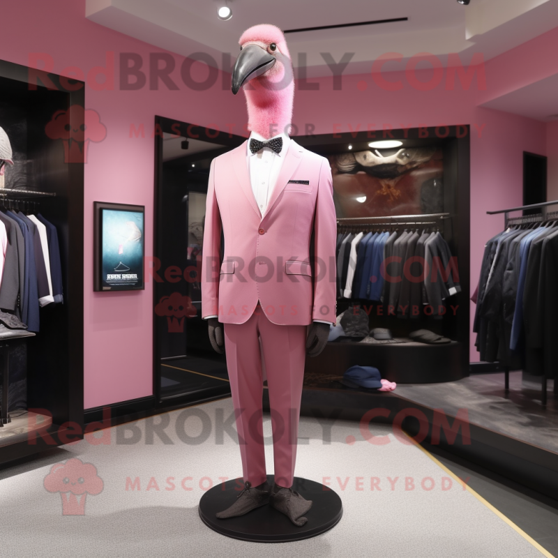 Pink Ostrich mascot costume character dressed with a Suit Pants and Pocket squares Pink Ostrich mascot costume character dressed with a Suit Pants and Pocket squares