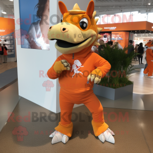 Orange Triceratops maskot...