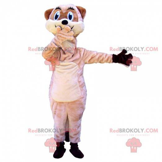 Mascotte lemure beige e bianco dall'aspetto malizioso -