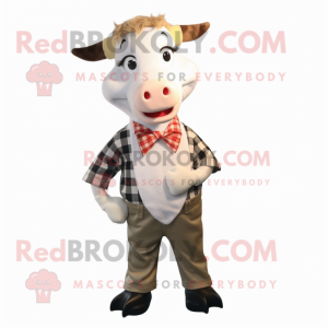 Hvid Jersey Cow maskot...