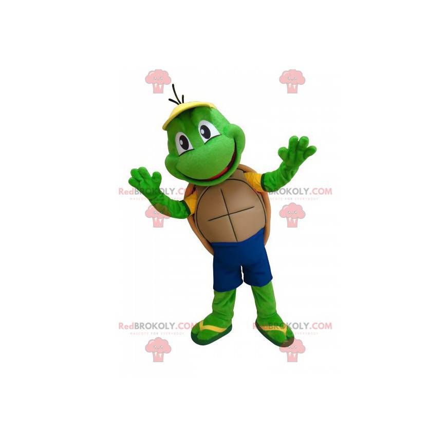 Mascotte tartaruga verde carino e divertente - Redbrokoly.com