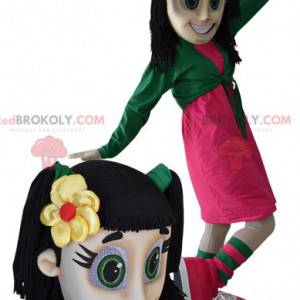 Mascot morena adolescente con ojos verdes - Redbrokoly.com