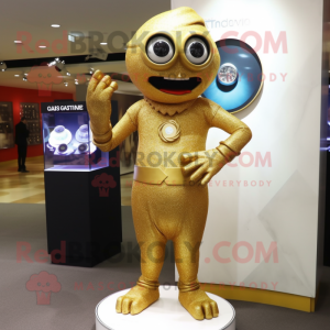 Gold Cyclops maskot kostume...