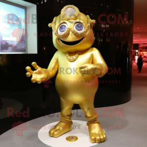 Gold Cyclops maskot kostume...