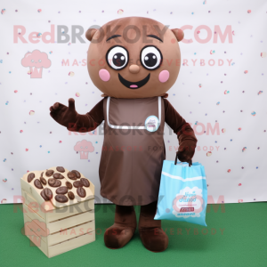 nan Chocolate Bars mascot costume character dressed with a Romper and Tote bags