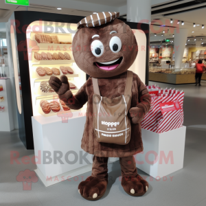 nan Chocolate Bars mascot costume character dressed with a Romper and Tote bags