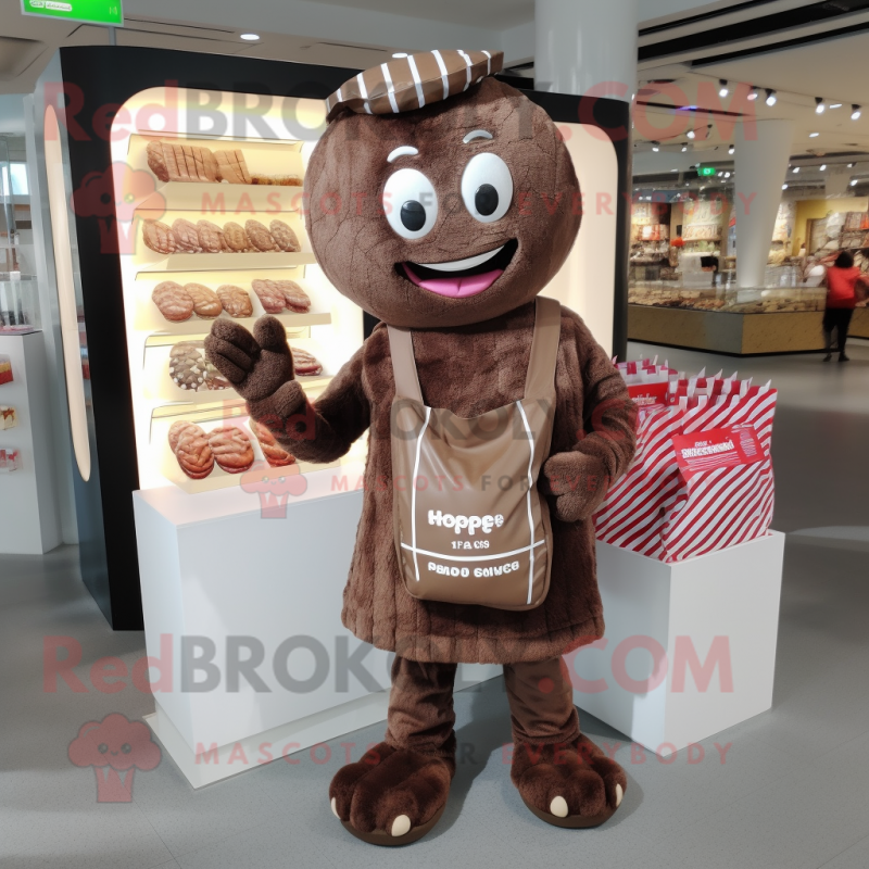 nan Chocolate Bars mascot costume character dressed with a Romper and Tote bags nan Chocolate Bars mascot costume character dressed with a Romper and Tote bags