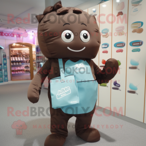 nan Chocolate Bars mascot costume character dressed with a Romper and Tote bags