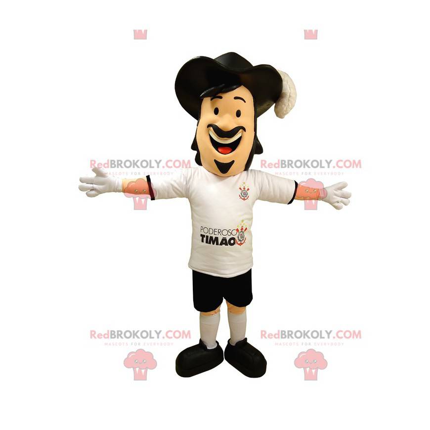 Mascotte uomo moschettiere con un bel cappello - Redbrokoly.com