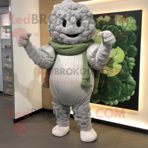 Gray Cauliflower mascot costume character dressed with a Long Sleeve Tee and Cummerbunds