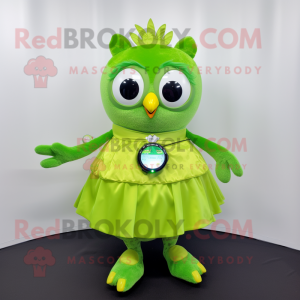 Lime Green Owl maskotdräkt...