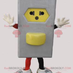 Mascotte de prise électrique grise et jaune - Redbrokoly.com