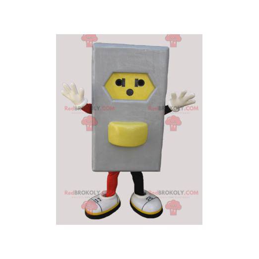 Mascotte presa elettrica grigia e gialla - Redbrokoly.com