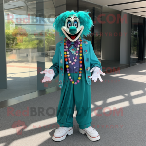 Teal Clown mascotte kostuum...