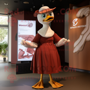 Rust Swans mascot costume character dressed with a Maxi Dress and Caps