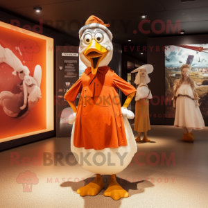 Rust Swans mascot costume character dressed with a Maxi Dress and Caps