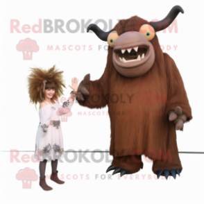 Brown Minotaur mascot costume character dressed with a Midi Dress and Hairpins