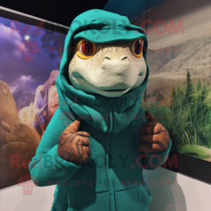 nan Lizard mascot costume character dressed with a Hoodie and Beanies