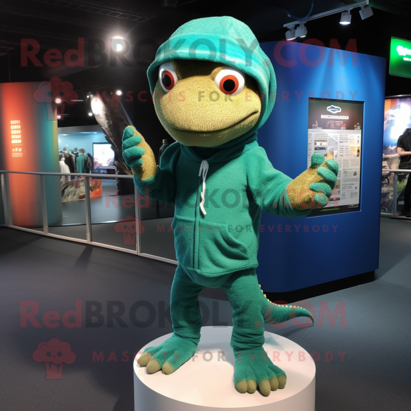nan Lizard mascot costume character dressed with a Hoodie and Beanies nan Lizard mascot costume character dressed with a Hoodie and Beanies