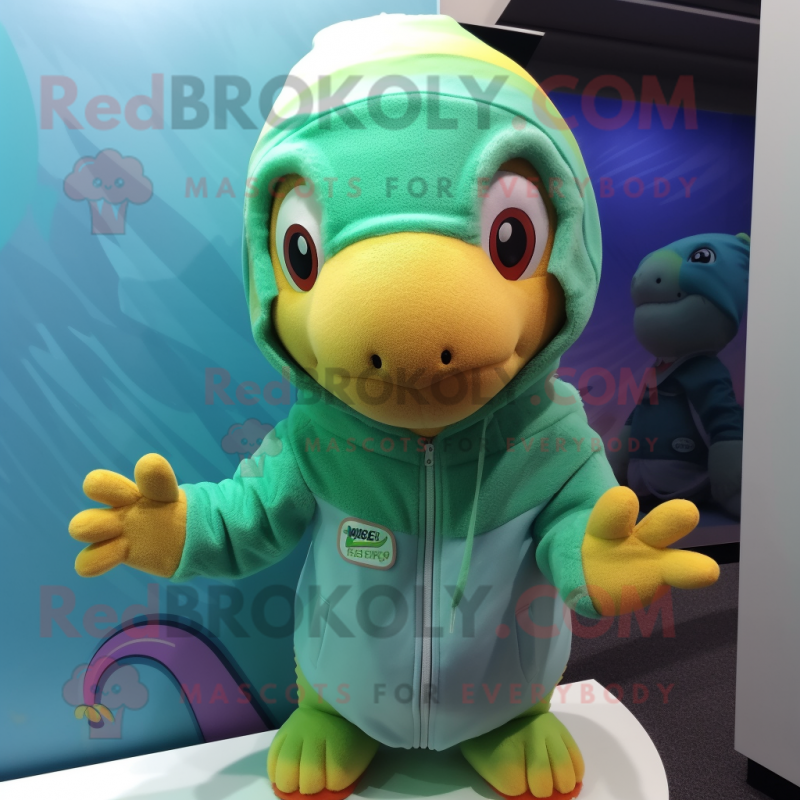 nan Lizard mascot costume character dressed with a Hoodie and Beanies