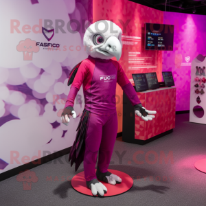 Magenta Falcon mascot costume character dressed with a Leggings and Coin purses