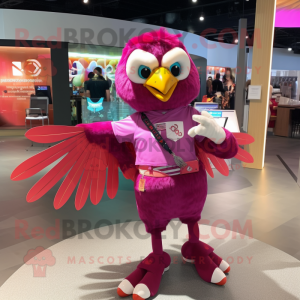 Magenta Falcon mascot costume character dressed with a Leggings and Coin purses