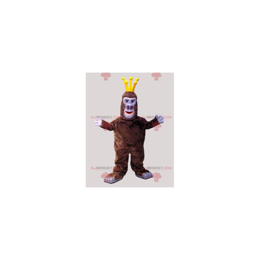 Brown gorilla monkey mascot with a crown - Redbrokoly.com