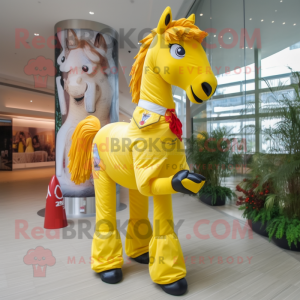 Yellow Horse maskot kostume...